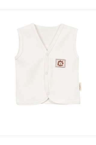 Mevsimlik Penye Bebek Yelek %100 Pamuk Beyaz