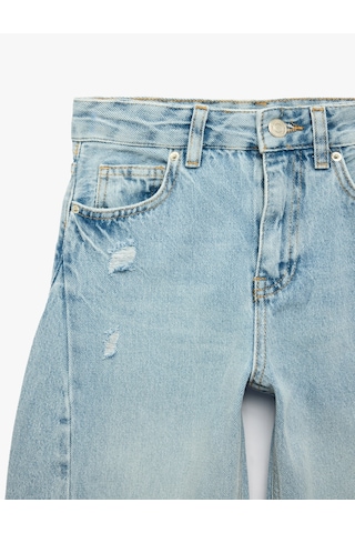 Koton Barrel Denim Pantolon Pamuklu Cep Detaylı Orta İndigo 7wkb40015td