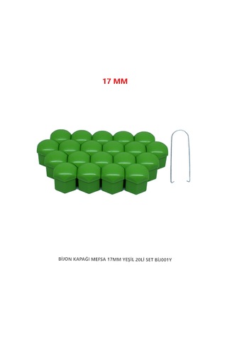 Bijon Kapağı Düz 17 Mm Yeşil 20 Li Set