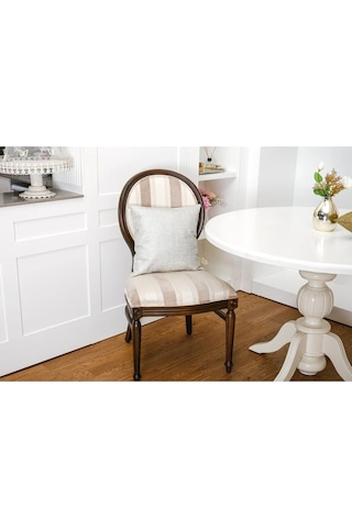 Linen Pamuk Keten Baskılı Krem/gümüş Kırlent 45 45 Cm Ikili - 561 45 x 45