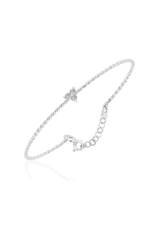 Gümüş Bilezik - Üç Mini Taşlı Burgu 925 Ayar Gümüş Bilezik Gümüş