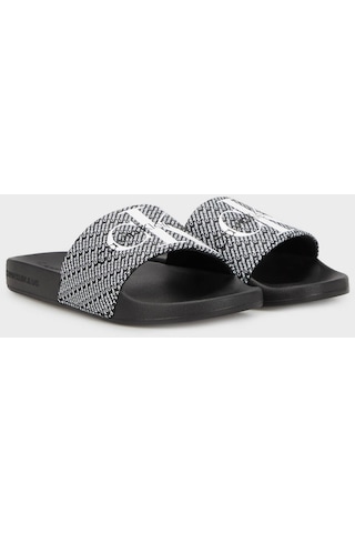 Calvin Klein Kadın Terlik Yw0yw01407 0gm Siyah-beyaz Beyaz - Siyah