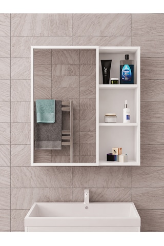 Dalin Tek Kapak Aynalı Banyo Dolabı Mdf Beyaz