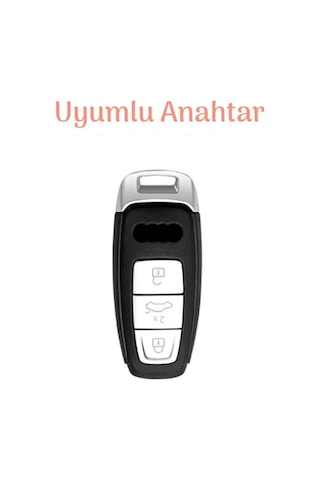Autohan Keys Audi A3 A6l A7 A8 Q8 E-tron C8 D5 2021-2022 Model Uyumlu Siyah Altın Detaylı Anahtar Koruma Kılıfı