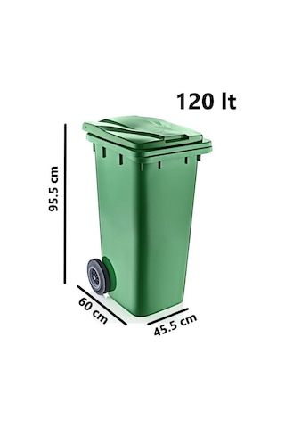 Omnipazar Sy-6505 Tekerlekli Kapaklı Plastik Çöp Konteyneri 120 Lt Yeşil