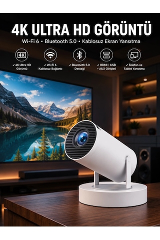 Taşınabilir Android Projeksiyon Ayaklı Çift Kollu 4k Çözünürlüklü Sinema Projeksiyonu