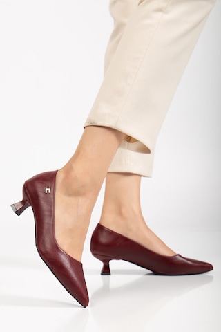 Suins Molina Model Kadın Mini Topuklu Stiletto Ayakkabı Bordo