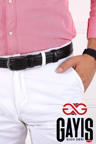 Özel Oval Kutulu Hakiki Manda Derisi Klasik Siyah Erkek Kemeri Hediyelik - Çeyizlik Kemer Siyah