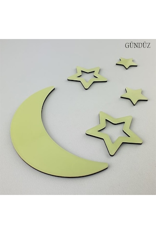 Fosforlu Ay & 4 Adet Yıldız ( Parlaması Garantili )