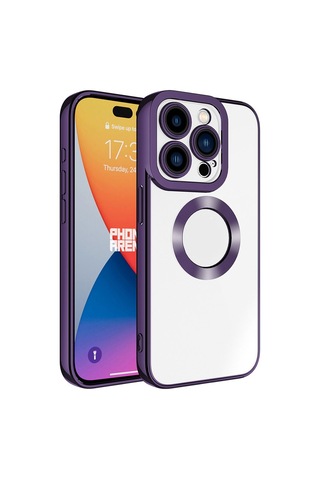 Zeyline Apple Uyumlu iPhone 15 Pro Max Kamera Korumalı Logo Gösteren Zore Omega Kapak-derin Mor