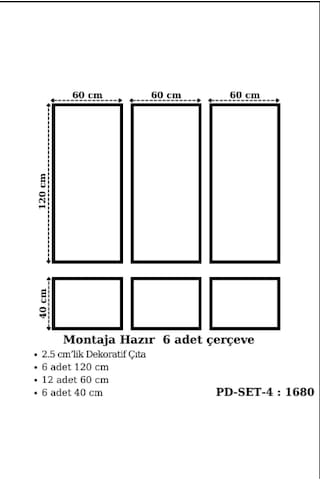 Montaja Hazır 6 Adet Çerçeve 2,5 Cm'lik Pd-set-4: 1680