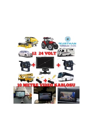 Traktör Biçerdöver 7inç Monitör ve Çift Kamera Sistemi