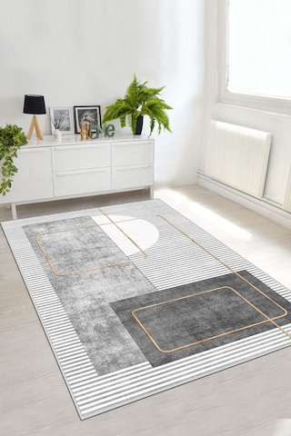 West Home Dijital Baskı Yıkanabilir Kaymaz Taban Leke Tutmaz Gri Mutfak Halısı Salon Halısı Ve Yolluk Wh 579 Grey