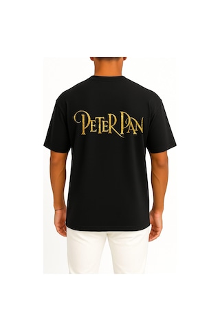 Bahriyeli Collection Oversize Peeter Paan Peter Pan Wendy Darling Musical Theatre Cep Ve Sırt Tasarımlı Unisex T-shirt SIYAH