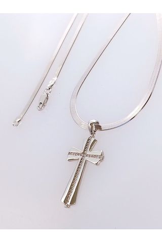 925 Ayar Gümüş Sade Kelt Haç Tasarım Kadın Gümüş Kolye Doğum Günü Hediye Gümüş - Rodyum