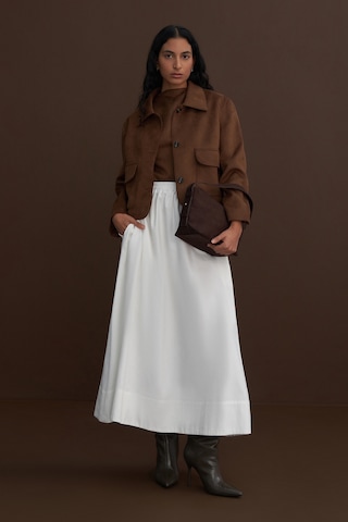 Vera Poplin Kloş Etek Beyaz
