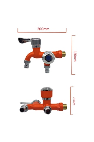 Xiyyadms Çift Su Çıkışı Seramik+metal Materyalli Mutfak/balkon/banyo Çok Amaçlı 1/2 İnç Vida Lavabo Musluğu Mavi Mavi