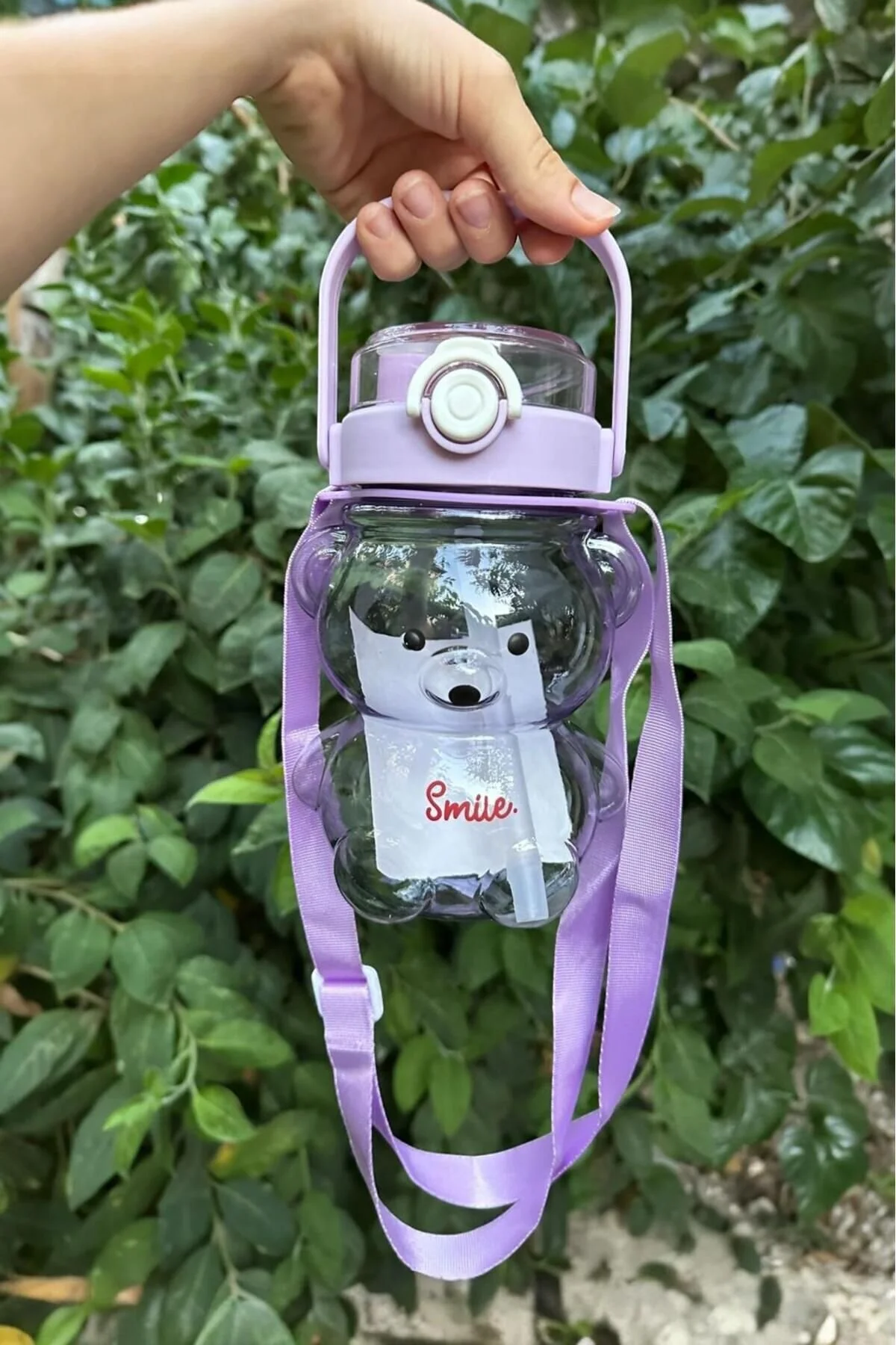 Smile Şeffaf Ayıcık Model Öğrenci Su Matarası Öğrenci Su Şişesi Suluk 1000ml Bpa Içermez Asorti Çok Renkli