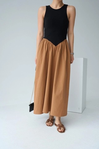 Valensdesign İki Renkli Elbise - Siyah-taba