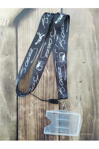 Kemal Atatürk İmza Kart Askısı Yaka Kartı Boyun Askı İpi Telefon Askısı Yatay Dikey Kart Koruyucu