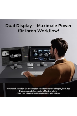 Ugreen Mac Mini M4 Bağlantı İstasyonu, Çift Monitör Kurulumları İçin Displayport 4k 240hz Maks. , 10 Gbps Usb Bağlantı Noktaları, 8 Tb M.2 Nvme Ssd Yuvası, Sd/tf Kart Okuyucu Ve 3,5 Mm Ses Mac Mini M4/m4 Pro İle Uyumlu