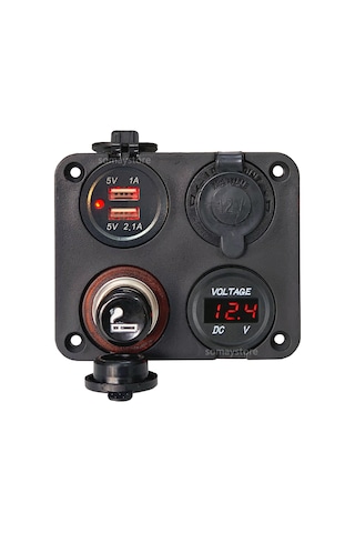 Marin Şarj + Voltmetre + Usb + Çakmak Soketi 12-24V 87 X 120Mm