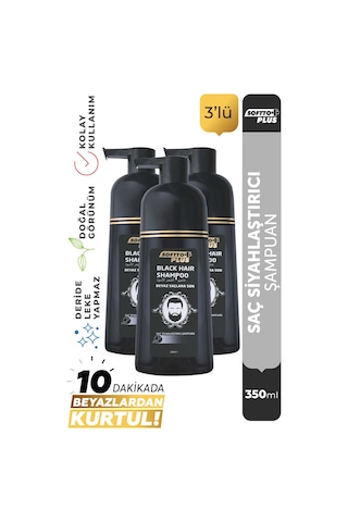 Softto Plus Black Hair Şampuan 3 x 350 ML