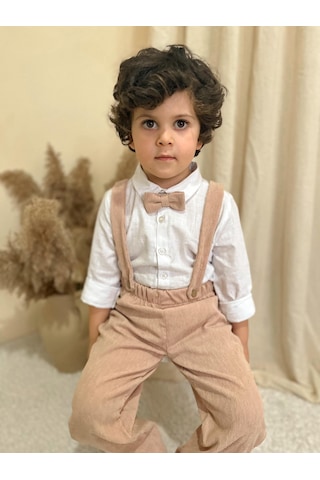 Miababy Papyonlu Fitilli Üçlü Takım Bej
