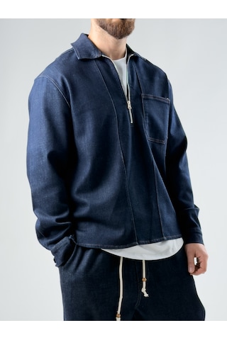 Cocopelli Fermuar Detaylı Denim Ceket Coc2879 Mavi