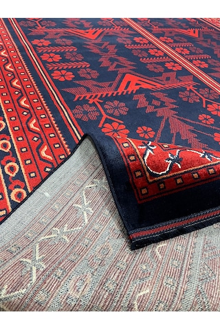 Decoser Halı Afgan Desen Vintage Etnik Desenli Salon Oturma Odası Halısı 01 Kırmızı - Bordo
