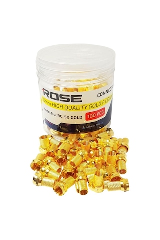 Rose Rc-50 Rg6 Gold F Konnektör 18mm - Kutulu 100adet Rose