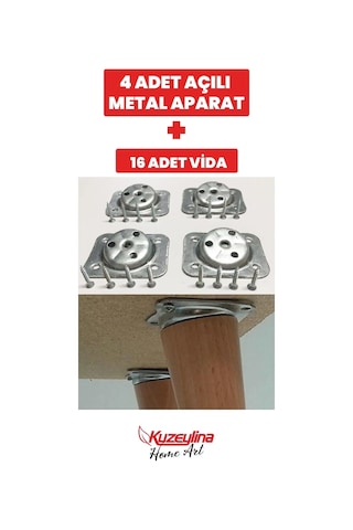 Kl-m5210 - 4 Adet Metal Sehpa Ve Ahşap Ayak Bağlantı Aparatı Açılı Ayak Aparatı Zigon Sehpa Masa Koltuk Puf