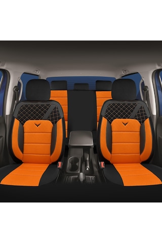Minderland K1 - Fiat Fiorino İle Uyumlu Koltuk Kılıfı, Tam Takım/turuncu-siyah