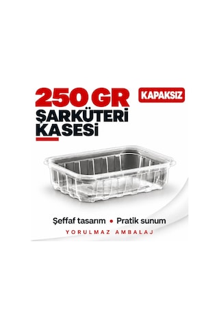 250 Gr Kapaksız Şarküteri Kasesi 100 Lü Şeffaf Dikdörtgen Meze Ve Salata Kabı Siyah