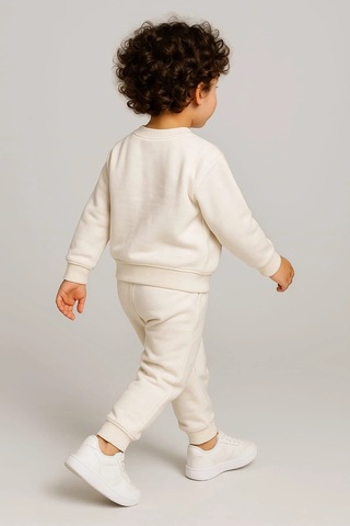 Çocuk Rahat Eşofman Takımı % 100 Pamuk BEYAZ