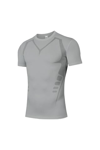 Ghassy Co. Erkek Ultra Esnek Koşu Egzersiz Hızlı Kuruma Nefes Alabilen Kısa Kollu Spor T-shirt 001 Açık Gri