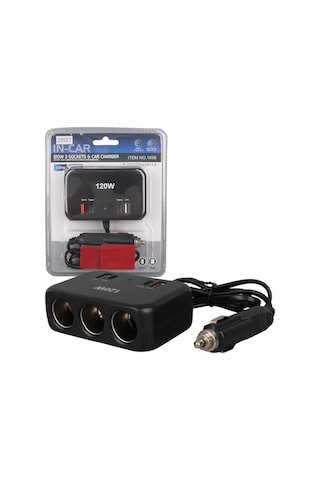 Olesson 1656 12-24v Çift Usb + Çift Type-c 120w 80cm Kablolu 3 Lü Araç Çakmak Çoklayıcı