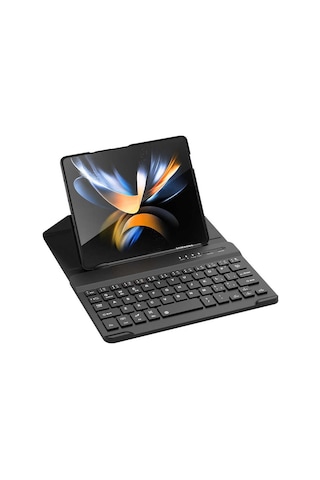 Samsung Galaxy Uyumlu Z Fold 3 Kılıf Standlı Bluetooth Klavyeli Zore Kıpta Keyboard Set Kılıf