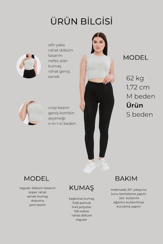 Bella Dossi Rahat Kaşkorse Kolsuz Sıfır Yaka Kadın Crop Top Gri