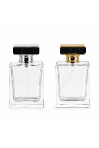 20 Adet Boş Cam Parfüm Şişe, 50 Ml, Dolgulu Kare Model, Şeffaf-fdk-50-10