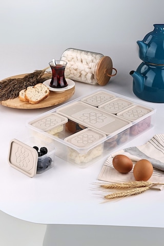 Mithra Life 8 Adet Krem Kapaklı Kahvaltılık Seti Saklama Kabı Mıt1164 Krem