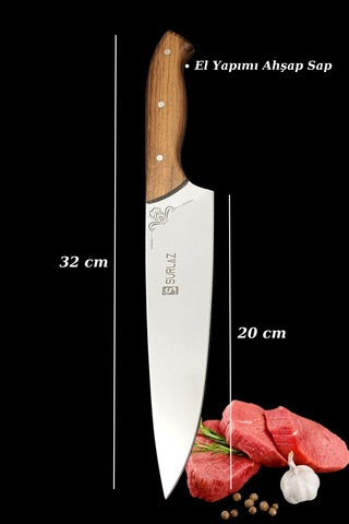 Sürlaz Şef Bıçak Seti 4 Parça Almazan Bıçak Outdoor Bıçakları Hed Kahve