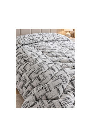 Çift Kişilik Desenli Çift Taraflı Silikon Yorgan 190x215 Cm 3200 Gr İç Dolgu 2400 Gr Extra Sıcak Gri Gri