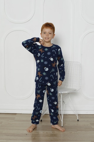 Fames Pijama Kışlık Çocuk Polar Pijama Takım Lacivert