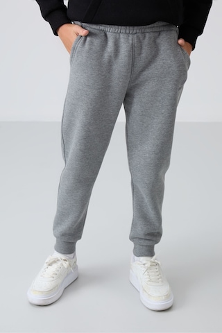 TOMMYLIFE Gri Melanj Pamuklu Kalın İçi Tüylü Standart Fit Nakışlı Erkek Çocuk Eşofman Alt - 11224