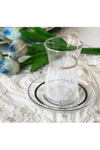 Elta Collection Handmade Gümüş Işlemeli 6 Kişilik Çay Seti Gümüş