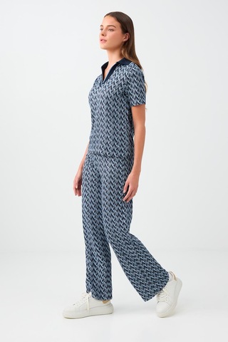 Jimmy Key Jimmy Key Lacivert Geometrik Desenli Beli Lastikli Örme Pantolon 6ww187870494