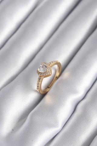 Pirinç Gold Renk Zirkon Taşlı Charm Model Kadın Yüzük Altın 12568074