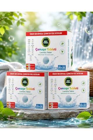 Noxy Herbal Renkliler İçin Çamaşır Tableti 33 Adet 3 Lü Avantajlı Set