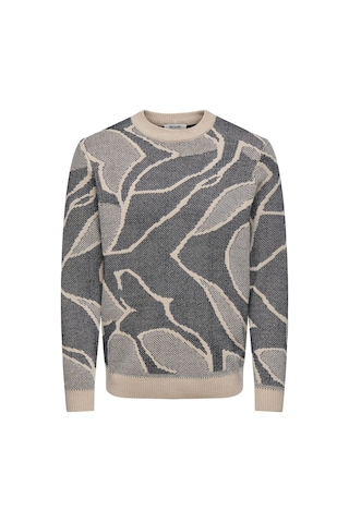 Only & Sons Onslong Reg Ls Crew Jaquard Knıt Erkek Gri Kazak - 22035127 Gri